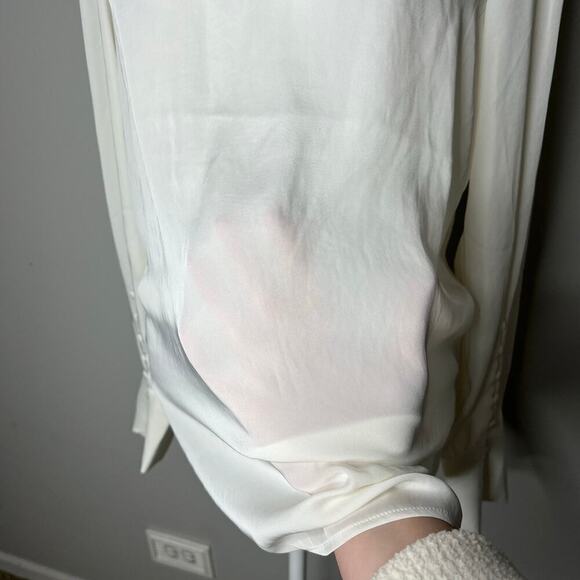 NWT Express Women's White Long Sleeve Blouse Size Medium Button Sleeve Sheer - Picture 7 of 10